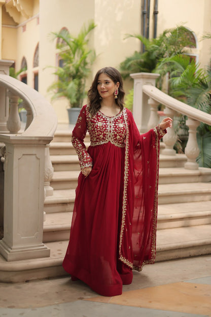 Faux Blooming With Zari Work Anarkali Gown