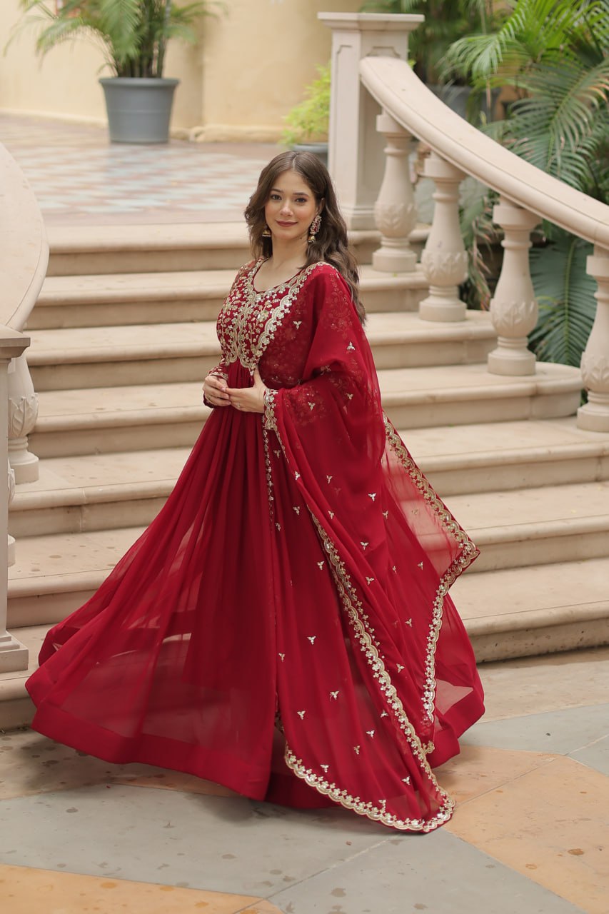 Faux Blooming With Zari Work Anarkali Gown