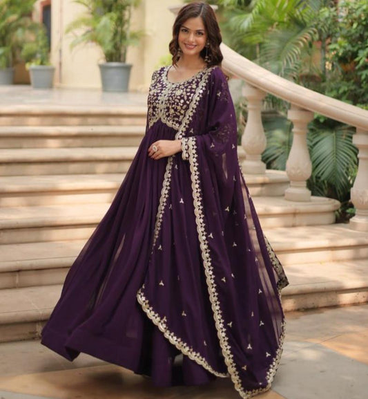 Faux Blooming With Zari Work Anarkali Gown