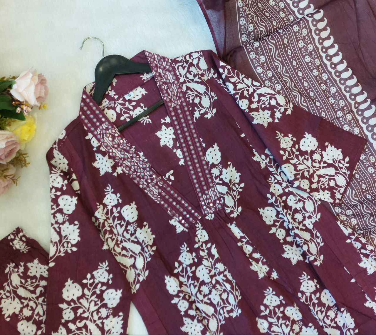 Pure Cotton Deginer Printed 3pc Kurti Set