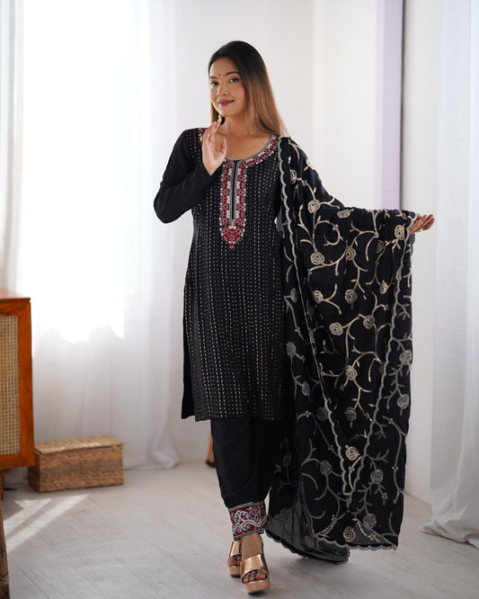 Elegant Chinon Silk Co-Ord Set with Sequence & Lace Detailing"