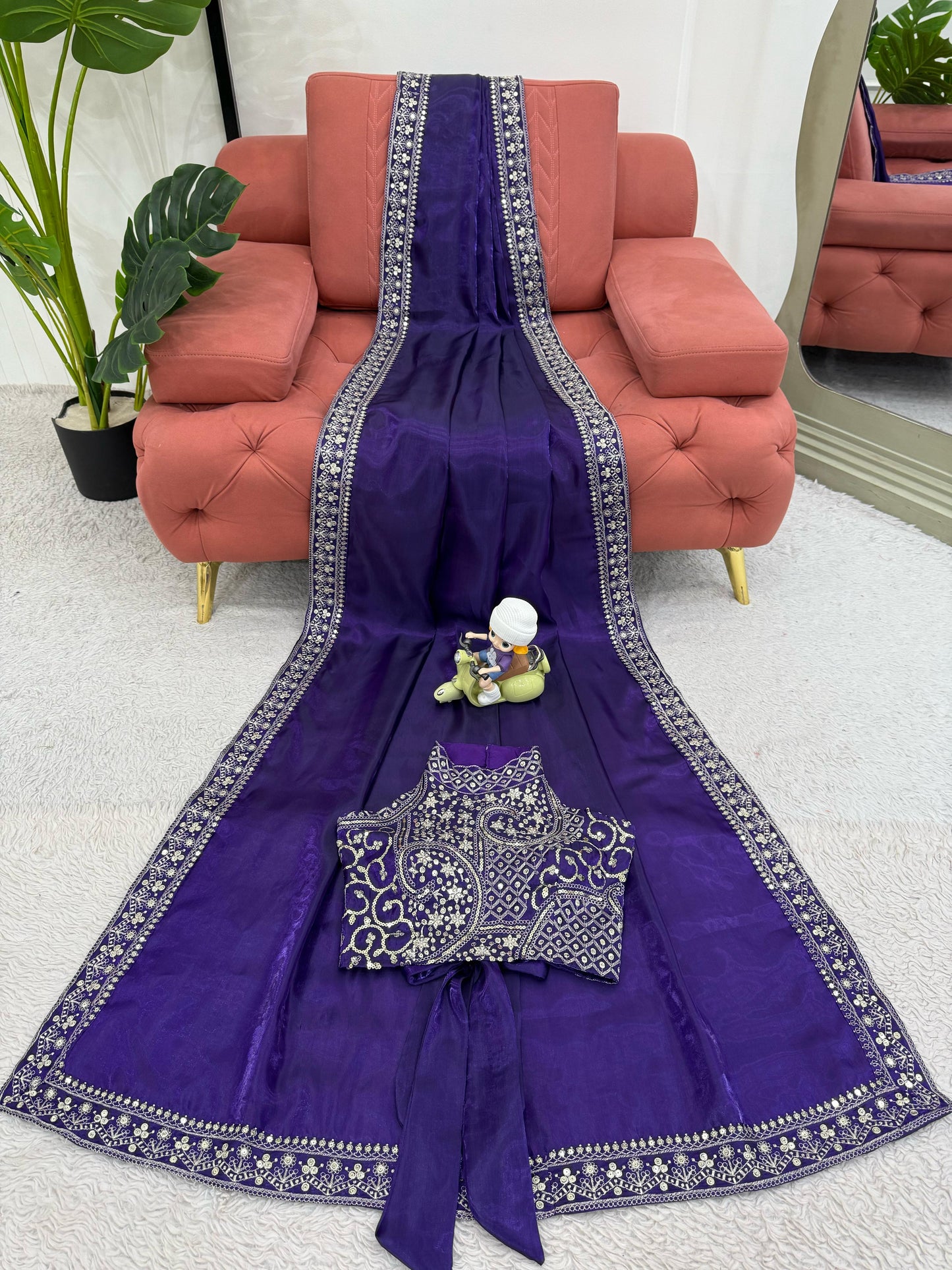Glamour Gleam Jimmy Chu Saree with Thread & Sequins Work