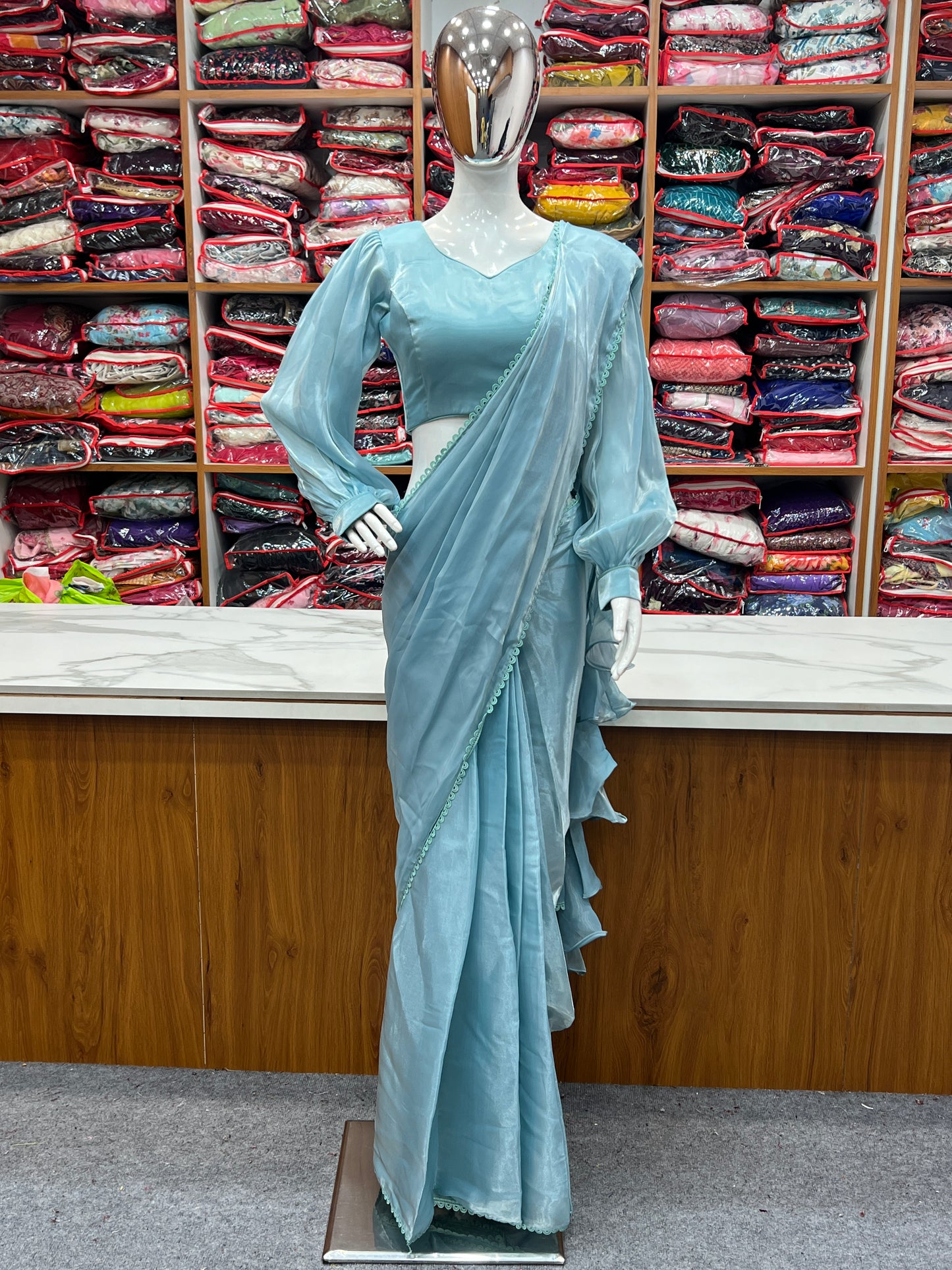 SKY BLUE COLOR JIMMY CHOO SAREE