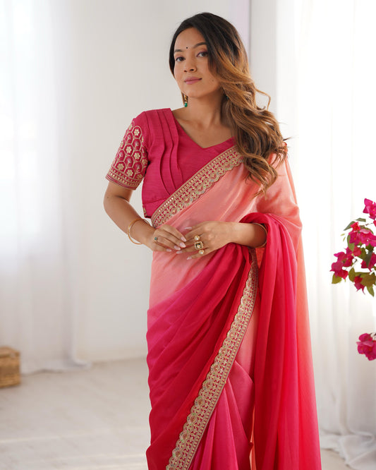 Sequined Grace Chinon Saree