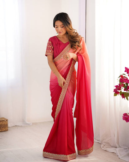 Sequined Grace Chinon Saree