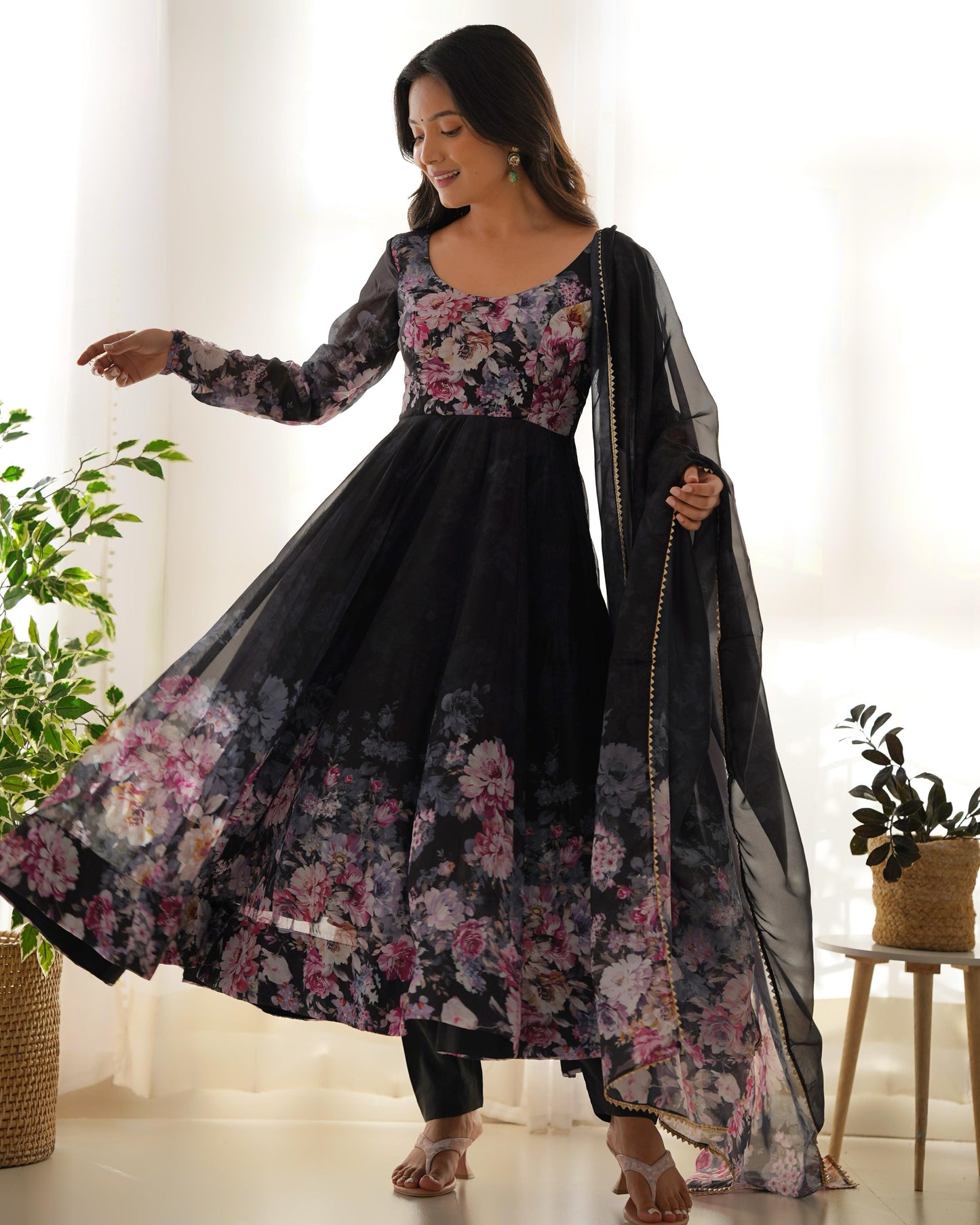 BLACK PEACOCK ANARKALI SUIT