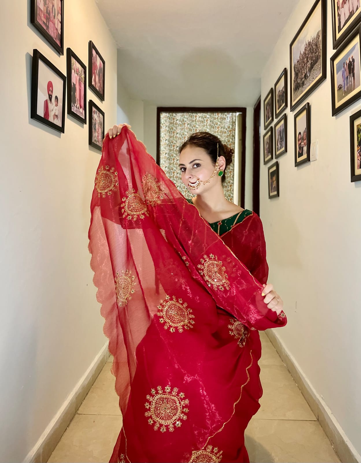 RED SOFT SITARA CHIFFON ZAR SILK I SAREE