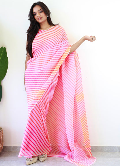 PINK READY TO WEAR GOWN SAREE