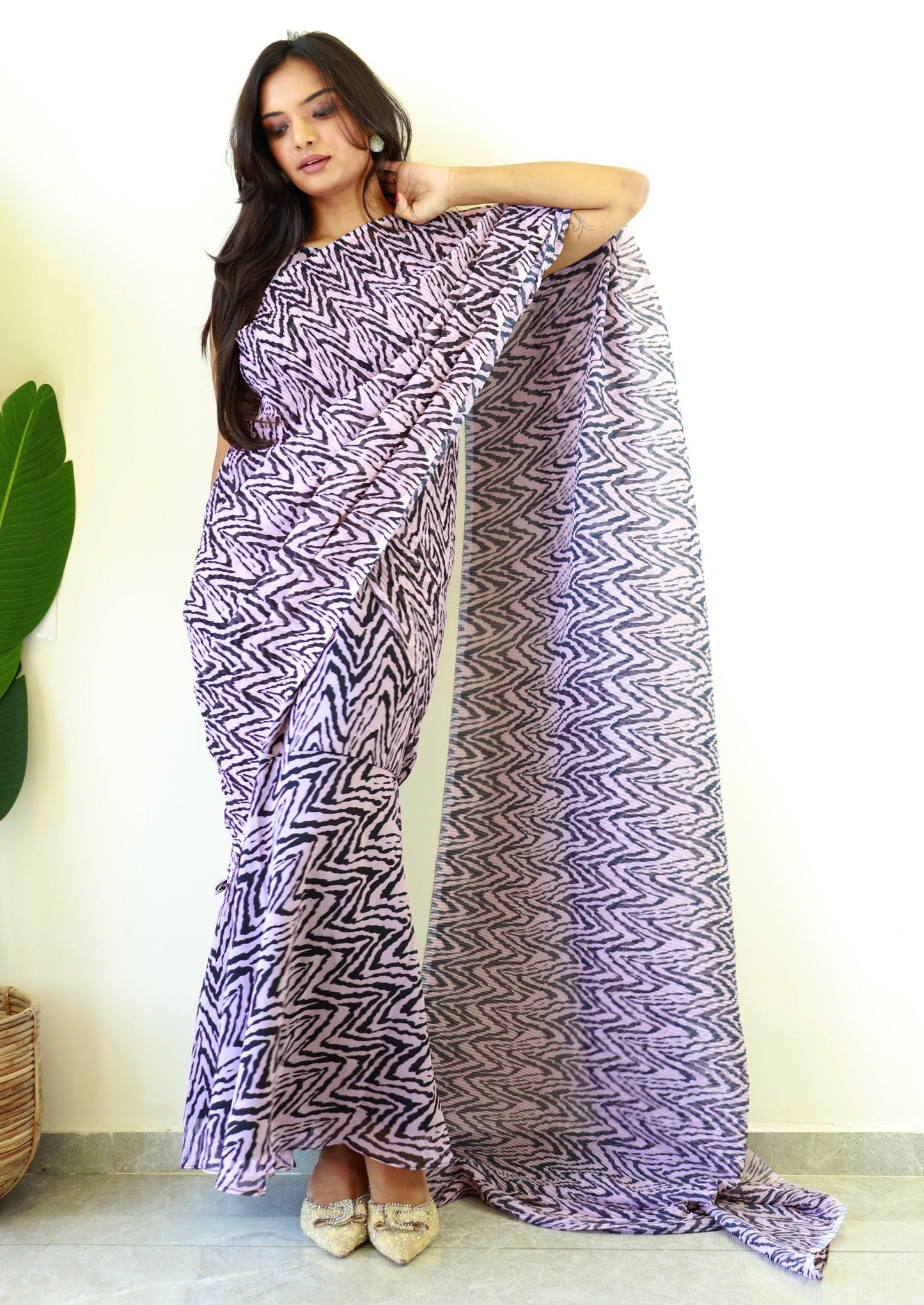 ZIG ZAG READY TO WEAR GOWN SAREE