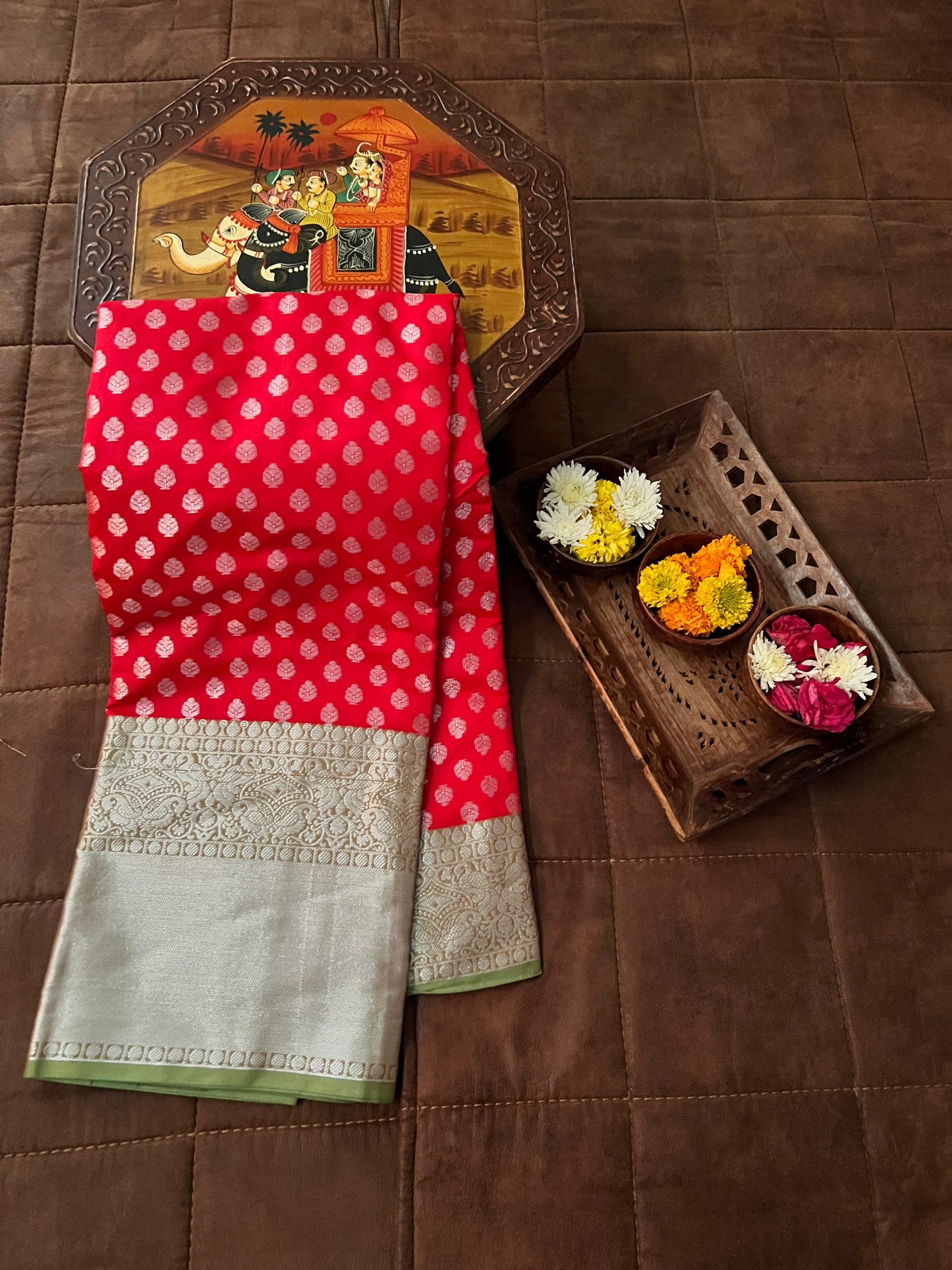 RED COLOR SMALL BUTTA KANJIVARAM SILK SAREE