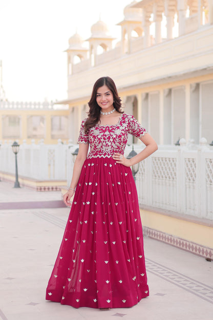 STUNNING CODING SEQUINS WORK PINK COLOR  FANTASY  ANARKALI GOWN