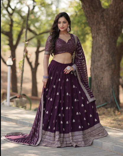 WINE BLOOMING LEHENGA