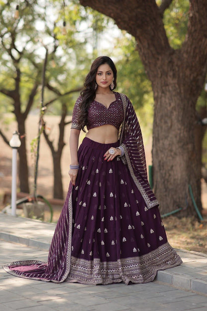 WINE BLOOMING LEHENGA