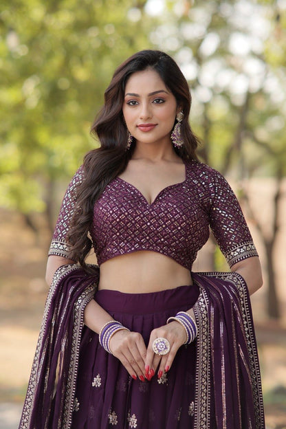 WINE BLOOMING LEHENGA