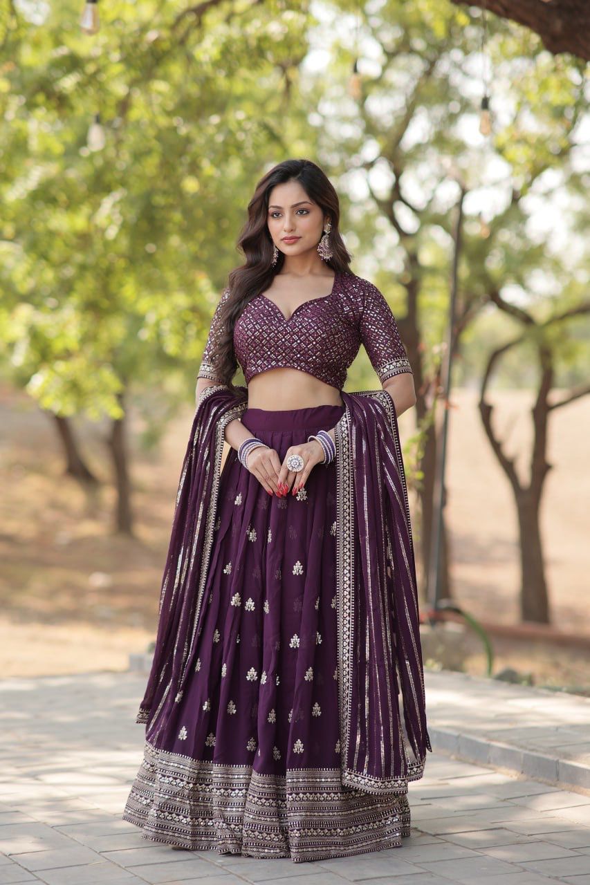 WINE BLOOMING LEHENGA