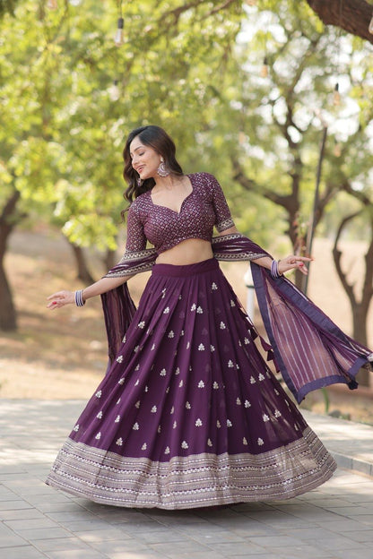 WINE BLOOMING LEHENGA