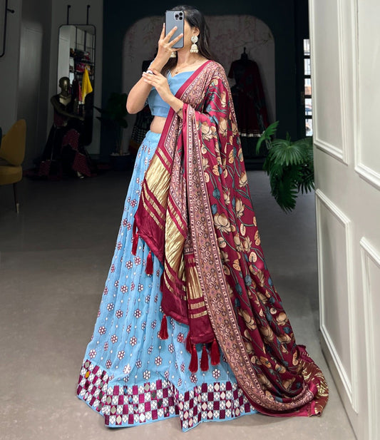 SKY  MIRROR WORK LEHENGA