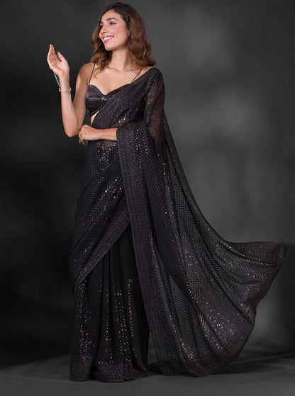 WINE COLOR CELEBRITY STYLEHEAVY GEORGETTE  SAREE