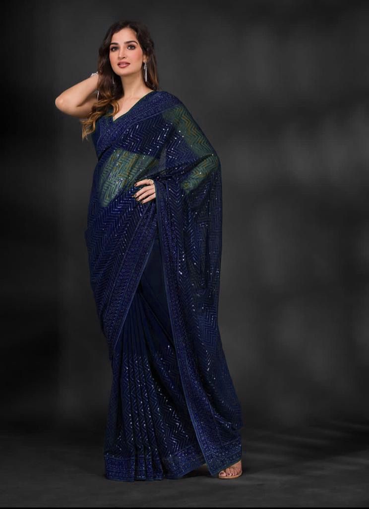 WINE COLOR CELEBRITY STYLEHEAVY GEORGETTE  SAREE