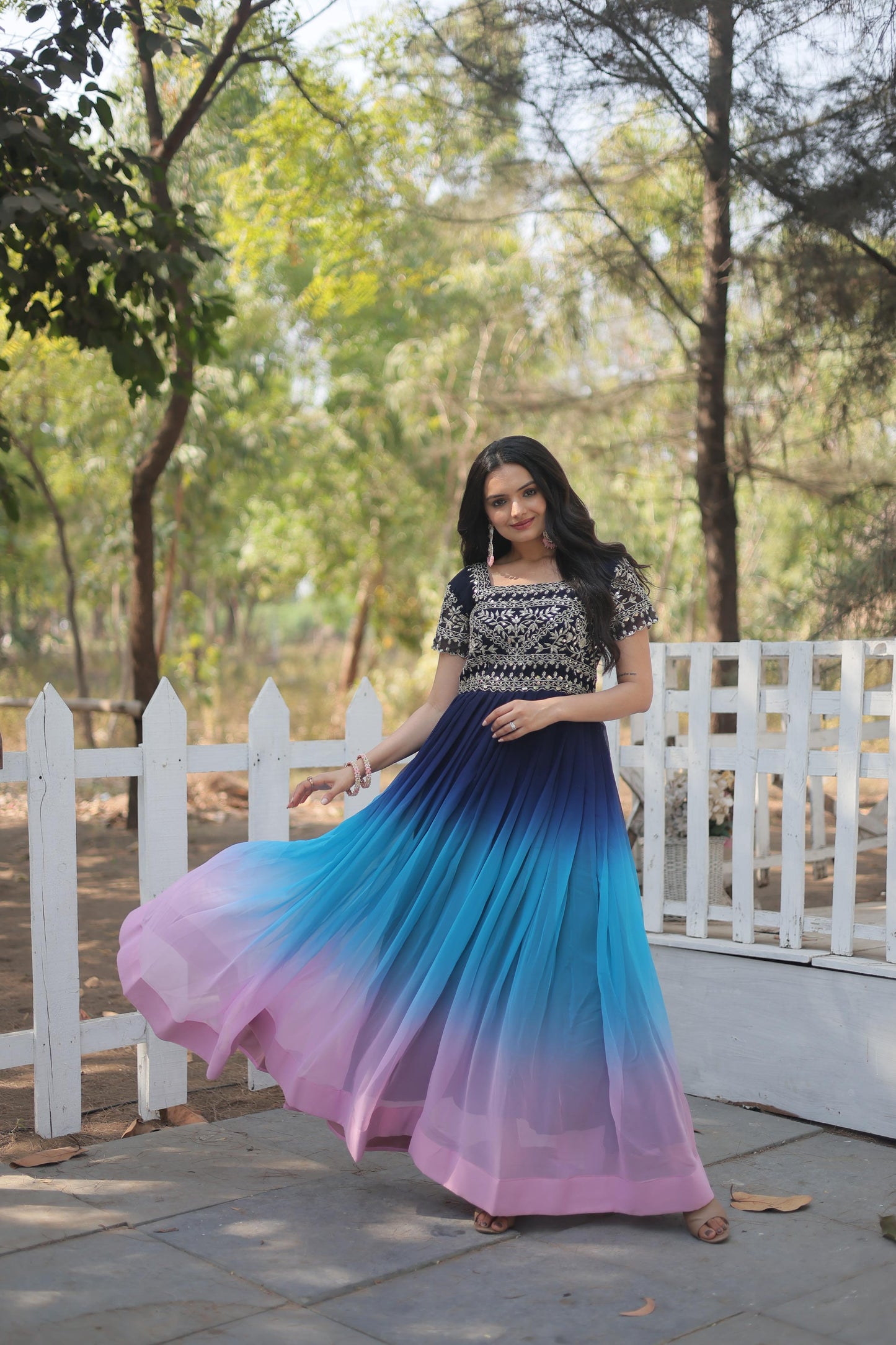 SPLENDID MULTI COLOR ZARI SEQUINS ANARKALI GOWN