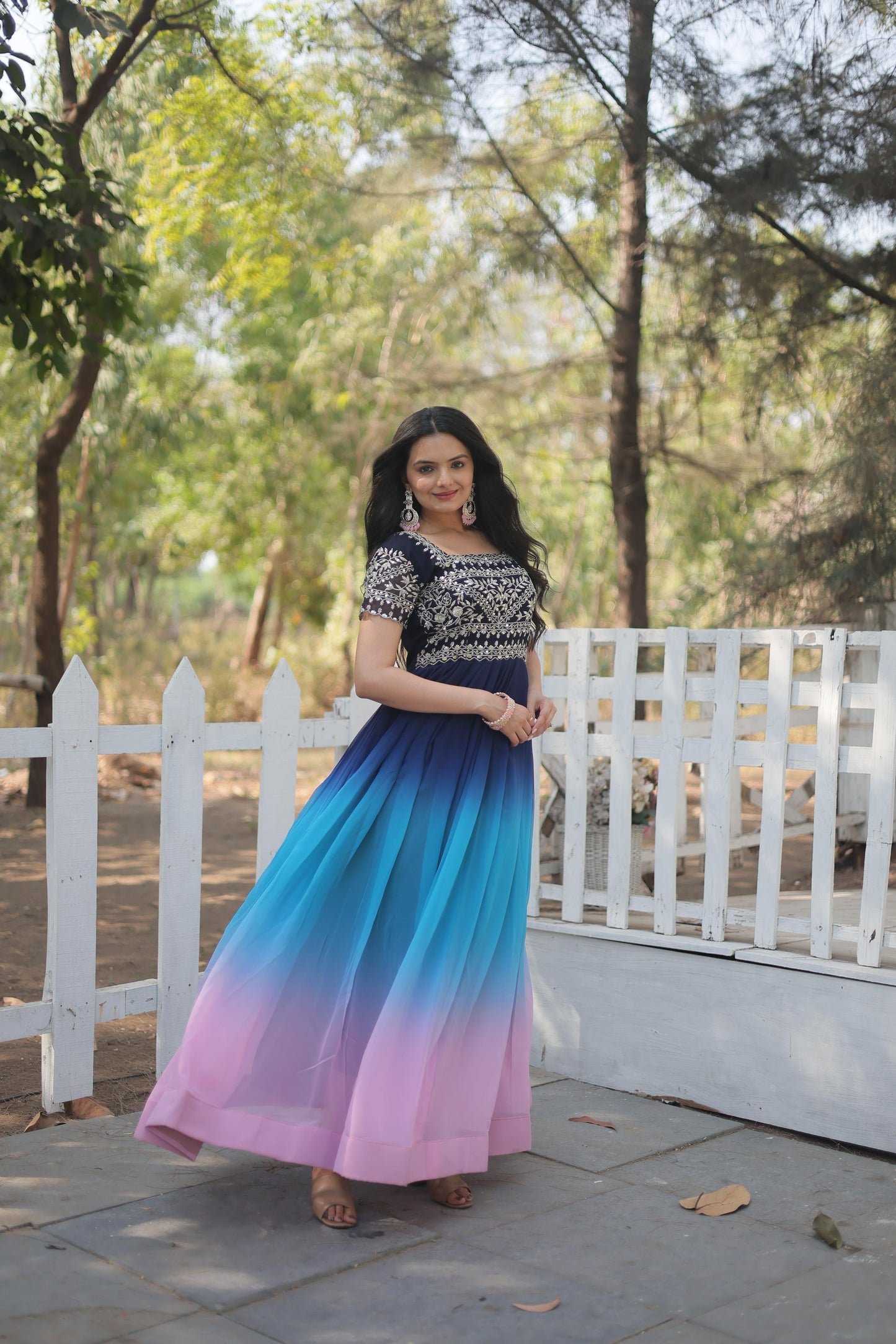 SPLENDID MULTI COLOR ZARI SEQUINS ANARKALI GOWN