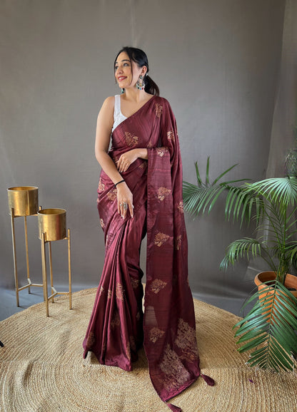 GOLDEN COLOR SOFT SILK WITH ZARI EMBROIDERY & PIPING WORK  SAREE