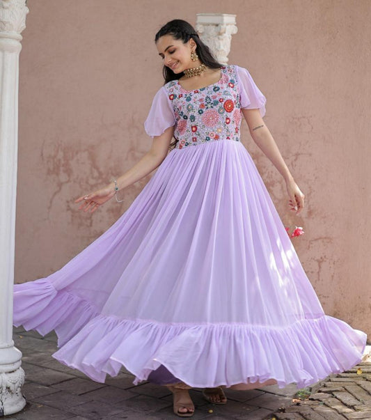 UNIQUE UMBER LAVENDER COLOR ANARKALI GOWN