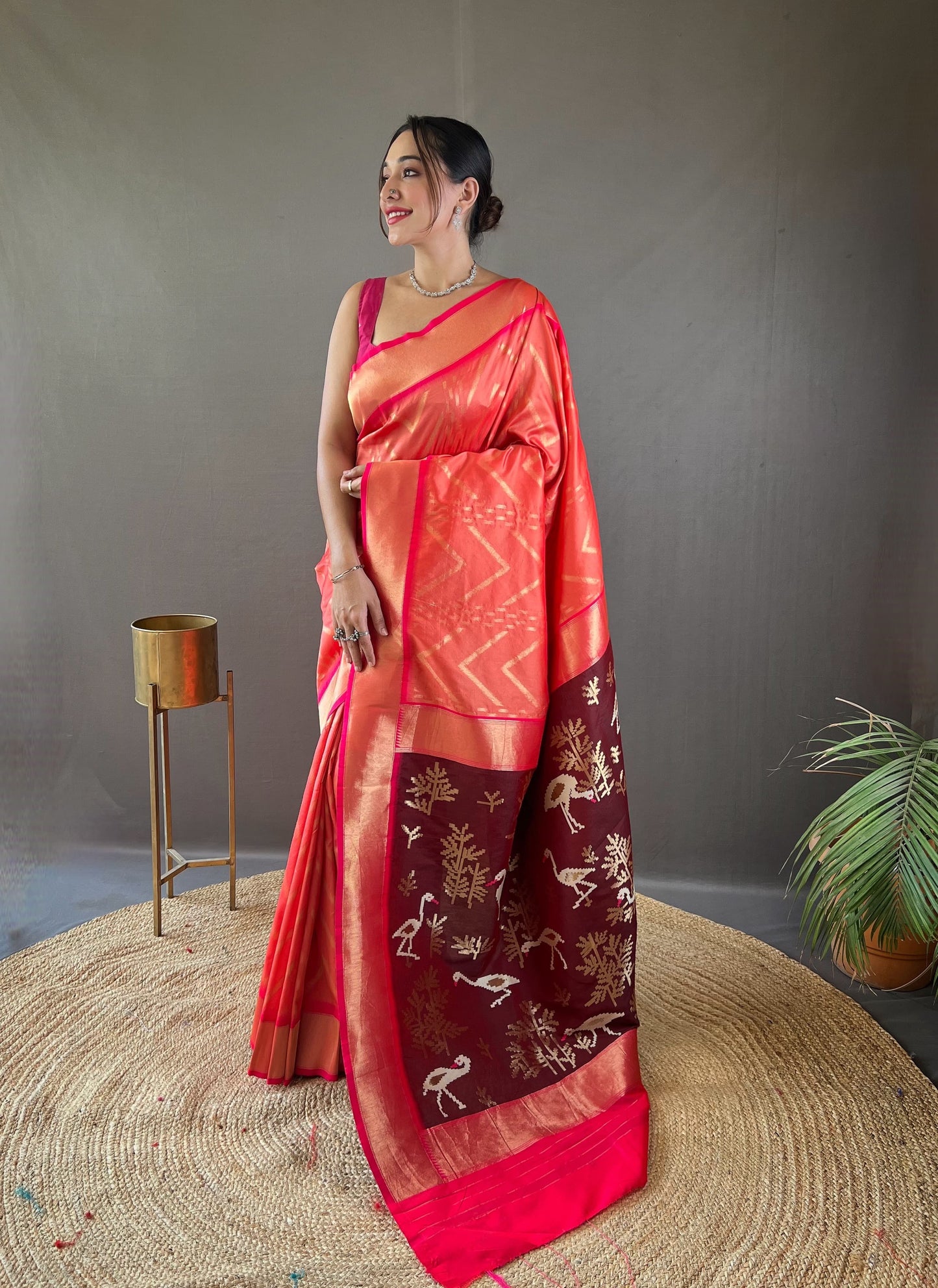 RED COLOR PURE SOFT SILKWITH ZIGZAG VISCOSE ZARI DESIGN SAREE