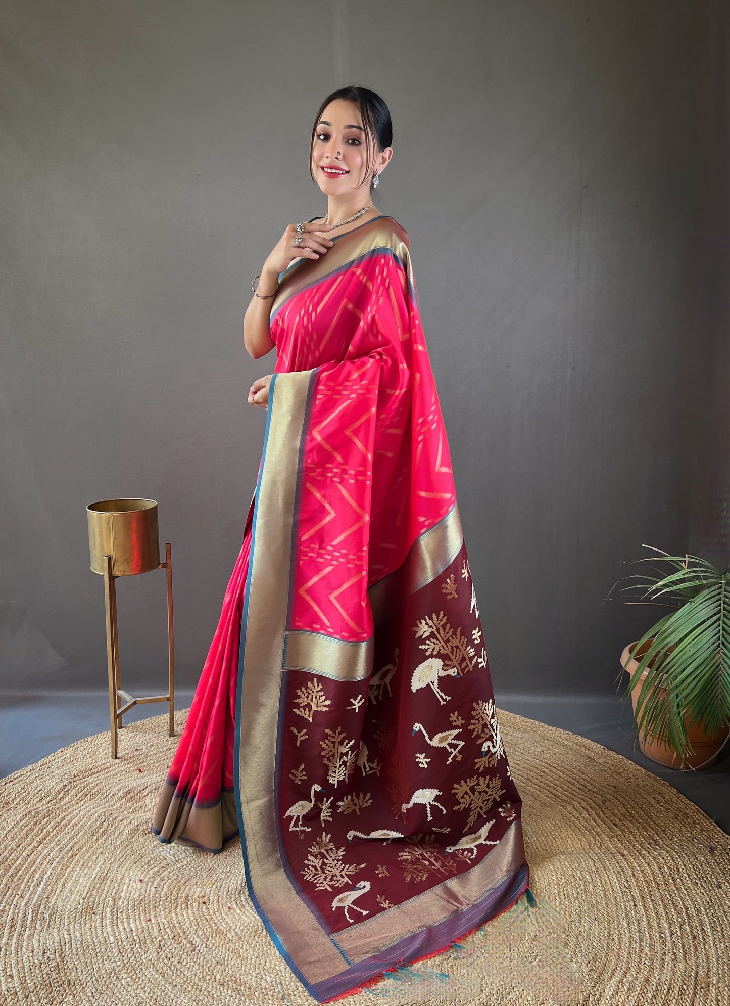 RED COLOR PURE SOFT SILKWITH ZIGZAG VISCOSE ZARI DESIGN SAREE