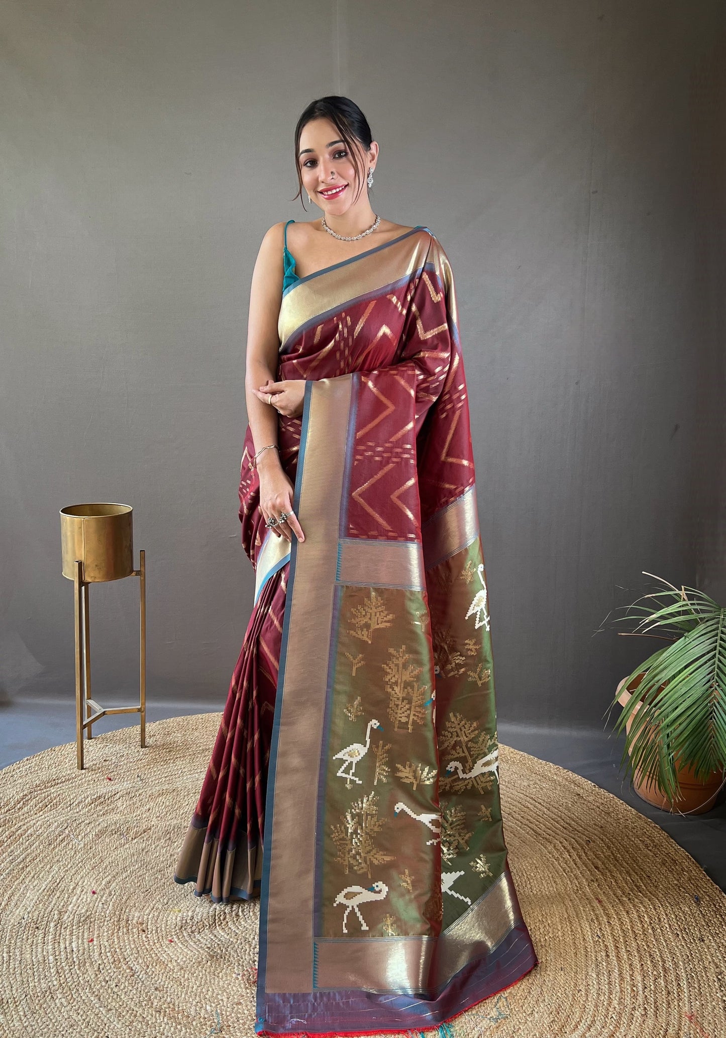 RED COLOR PURE SOFT SILKWITH ZIGZAG VISCOSE ZARI DESIGN SAREE