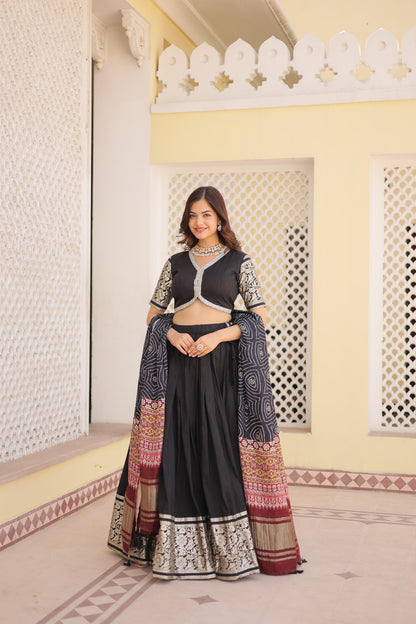 BLACK VISCOSE LEHENGA