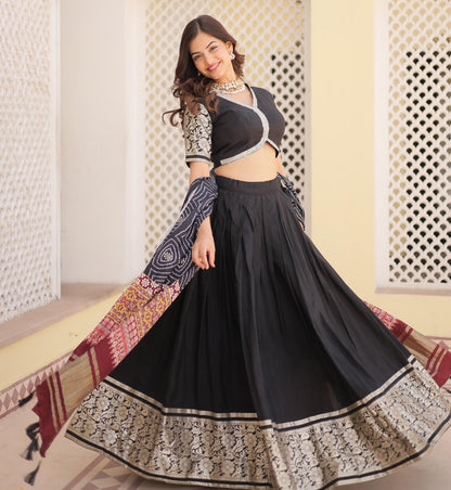 BLACK VISCOSE LEHENGA