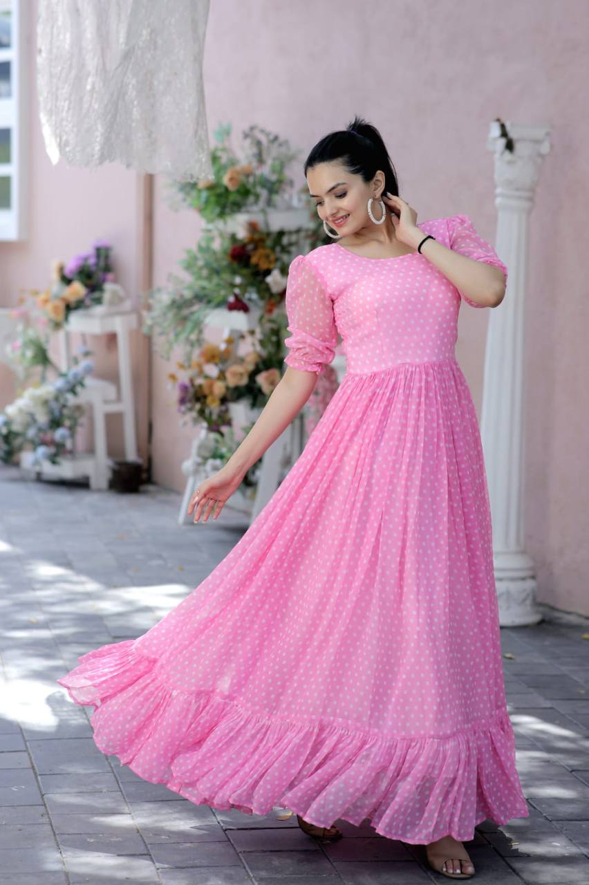 Pink anarkali gown best sale