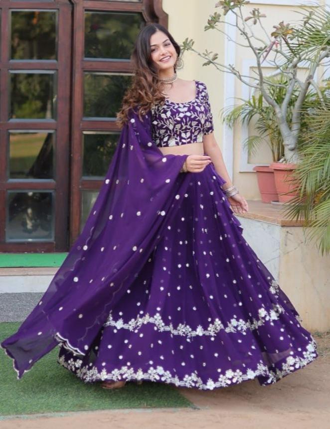 PURPLE BLOOMING LEHENGA