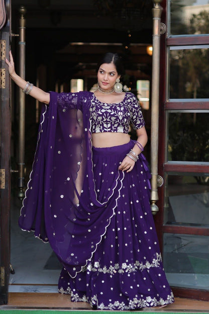 PURPLE BLOOMING LEHENGA