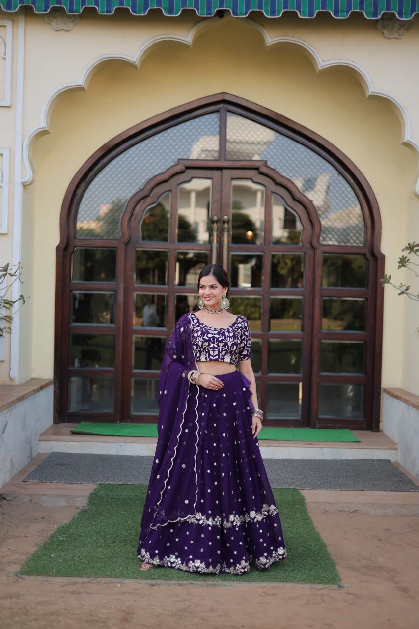 PURPLE BLOOMING LEHENGA