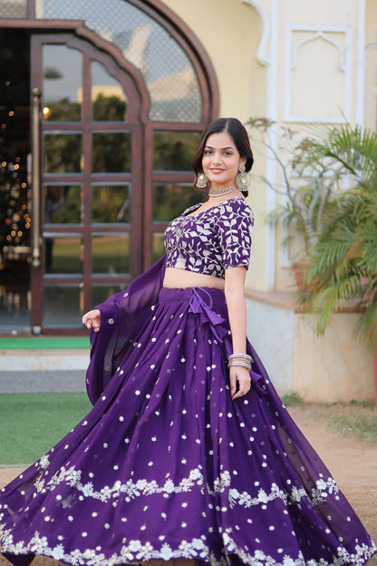 PURPLE BLOOMING LEHENGA