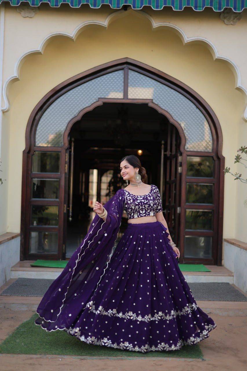 PURPLE BLOOMING LEHENGA