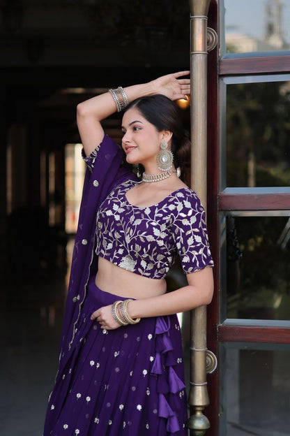 PURPLE BLOOMING LEHENGA