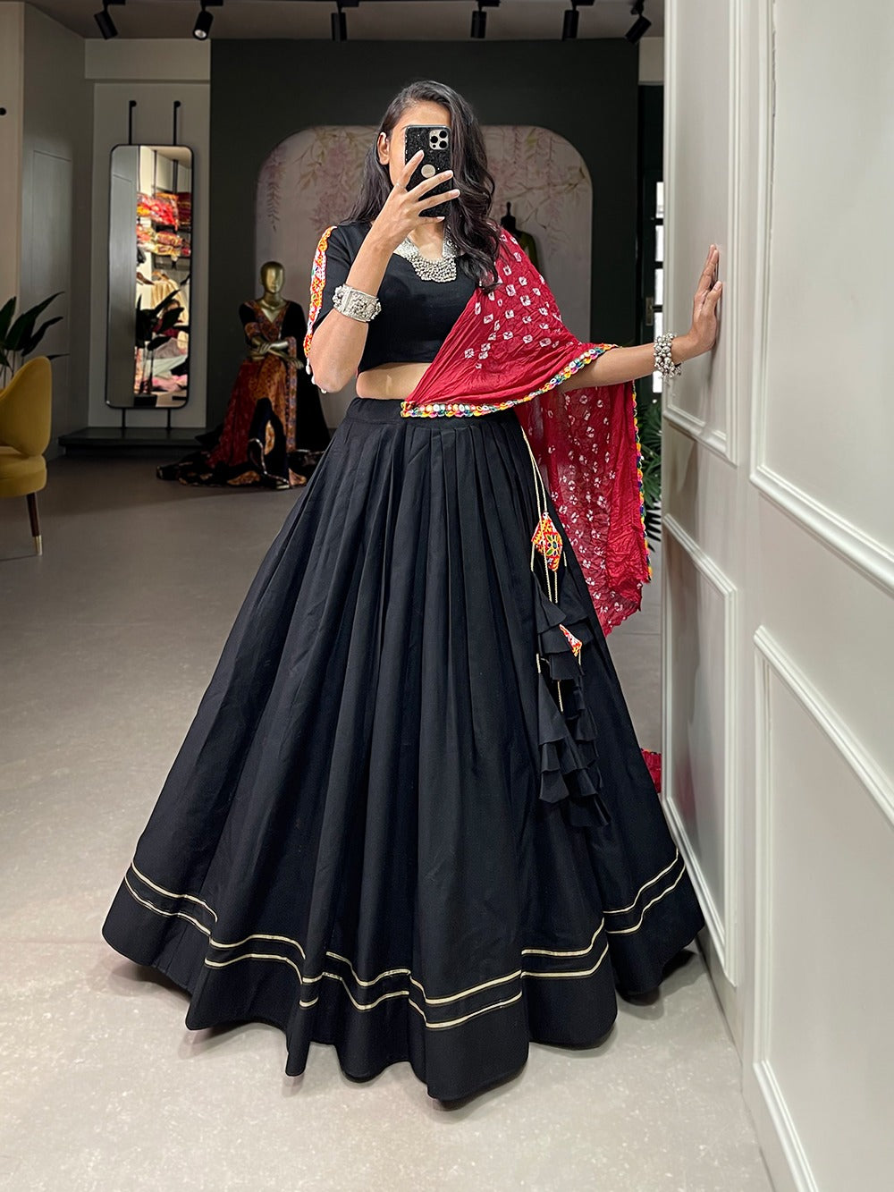 BLACK  GOTA RADIANCE LEHENGA