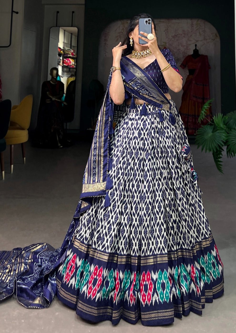 BLUE REDIANT IKKAT  LEHNGA