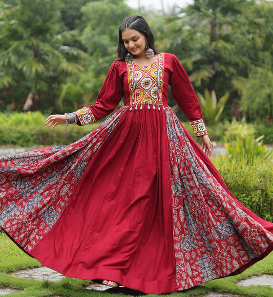 KATCHI RED GOWN  ANARKALI