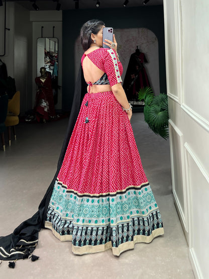 PINK  BANDHNI PRINT LEHENGA