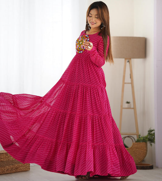 LEHERIYA PINK ANARKALI