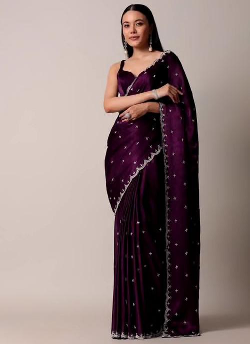 Wine Color Beautiful Blooming Rangoli Silk Saree