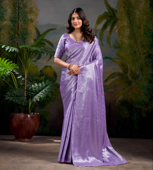 Lavender Kanjivaram Zari Work Saree