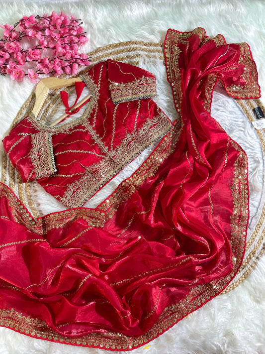 Soft Zimmy Choo SilK With Sequins Work Saree