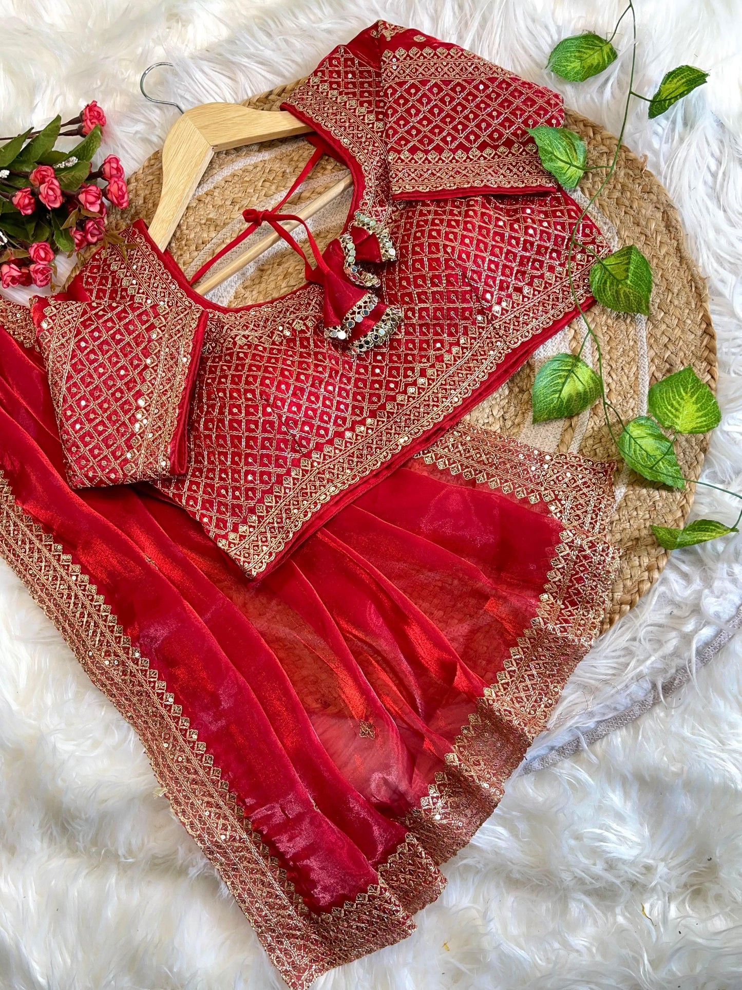 Red Soft Zimmy Choo Silk Saree