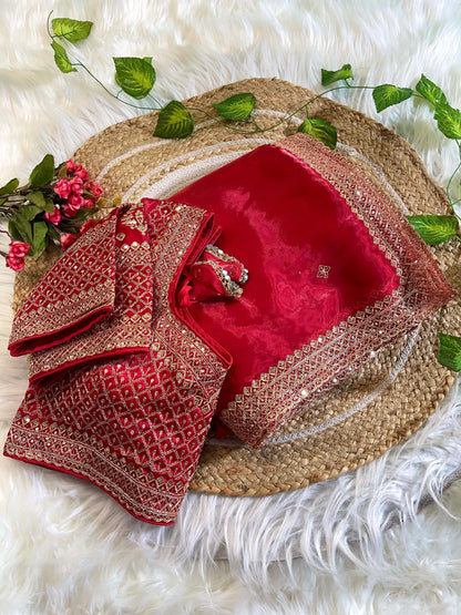 Red Soft Zimmy Choo Silk Saree