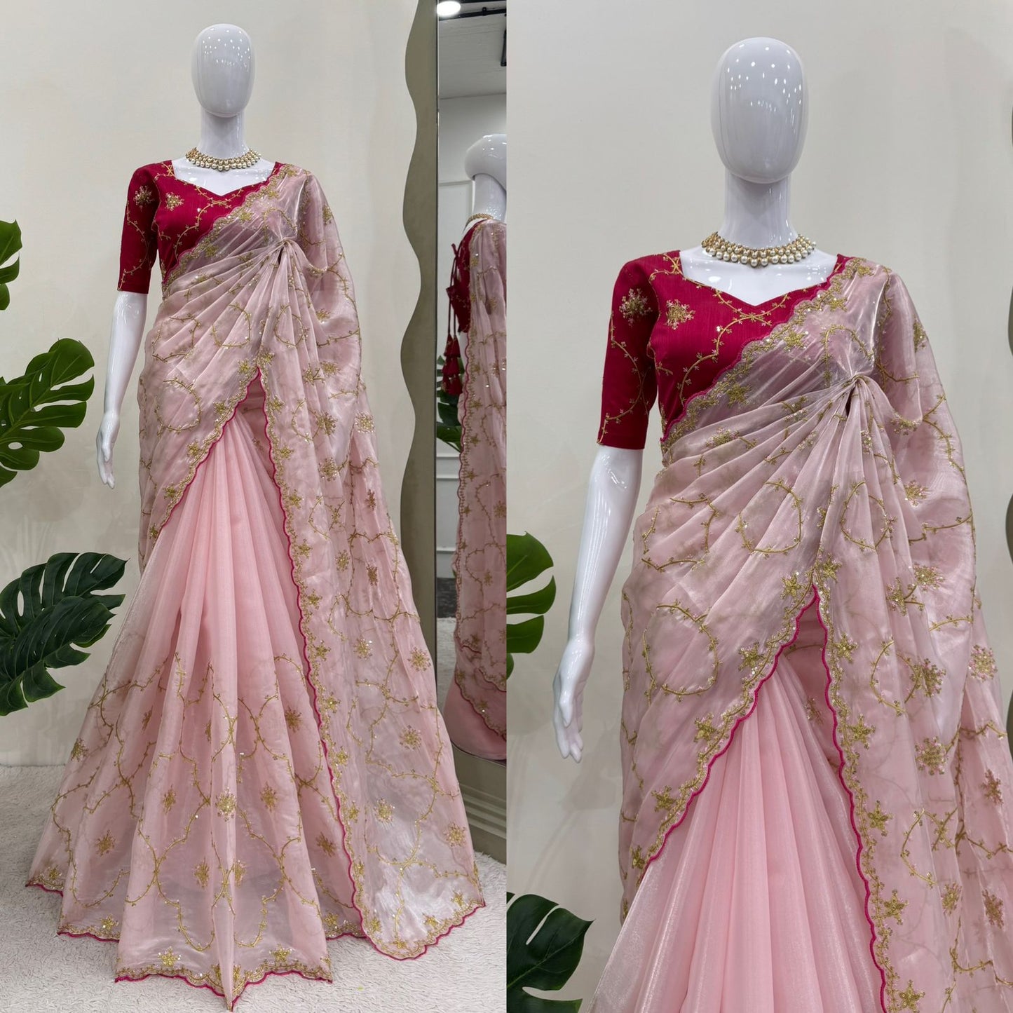 Baby Pink Heavy Zimmy Chu Saree